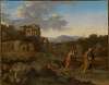 Italienische Berglandschaft mit Abraham und Isaak auf dem Wege zur Opferstätte