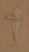 Standing Female Nude Holding a Bowl (recto)