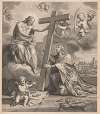 Kneeling king before Christ on a cloud, between them the cross