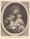 The Virgin seated with the infant Christ sleeping in her lap, in an oval frame, after Reni