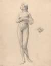 Standing Nude Woman Holding a Box
