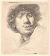 Rembrandt in a cap, open mouthed and staring; bust in outline