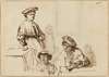 Sketches from a Tavern – Woman Standing and Two Men Seated