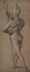 Knight in Armor, Holding a Halberd
