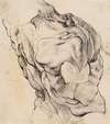 Anatomical Study (écorché). Torso of a flayed man seen from the back half turned to the right