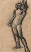 Nude Man Standing, with Left Hand Raised