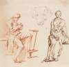 Sheet of Studies: Seated Man, Head  of a Dog, Seated Woman