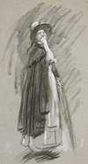 Study of a woman in cloak and hat