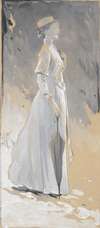 Young woman in white; Miss Cynthia – Illustration for ‘The House with Cross’