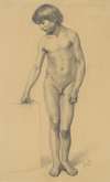 A study of a boy’s nude resting on a pedestal