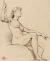 Etude d’une femme nue assise