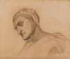 Dante, buste d’homme drapé, tête couverte de trois-quart à gauche