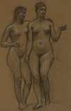 Deux femmes nues debout, de face