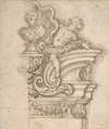 Design for the Right Half of an Overdoor Decoration with a Bust