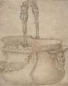 Design for a Bucket-Like Vessel with a Handle of Two Interlaced Captives, on a Body Adorned with a Scroll, Garland, and a Spout with a Satyr’s Head
