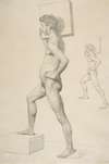 Study of a Male Nude Shouldering a Wooden Block