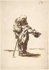 Beggar with a staff in his right hand