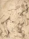Study of a Seated Nude, Bearded Man in Half-Length