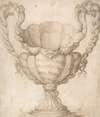Design for a Decorated Drinking Cup with Floriated Heads around Large Mouth, Intertwined Serpents as Handles