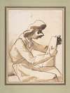 Caricature of a Seated Man Reading