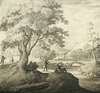 River Landscape With Figures Resting Along A Path