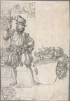 Design for Stained Glass; A Halbardier by an Unfinished Coat of Arms