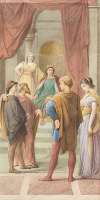 Egeus fordert vor dem Herrscherpaar Theseus und Hippolyta, seine Tochter Hermia solle Demetrius anstelle von Lysander heiraten