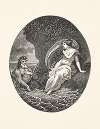 Merman near woman seated on a rock