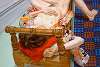 Reclining Model in Kimono with Homespun Blanket