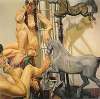 Two Nudes with Horse Weathervanes and Punch
