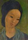 Portrait of a young lady with a blue scarf