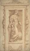 Female Allegorical Figure of Benignitas (Goodness), with Attributes of Abundance Standing in a Niche