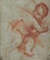 Winged Putto Holding the Base of a Cross