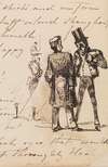Three Men (Sketch in Lower Right Hand Corner of Handwritten Journal (from Sketchbook)