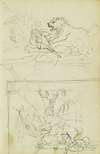 Two compositional studies of a lion hunt