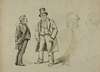 Sketch of Two Standing Men and Two Portaits