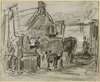 Farmyard with Man and Cattle