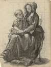Mother and child, sketch for Signing of the Compact in the Cabin of the Mayflower