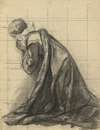 Woman praying, sketch for Signing of the Compact in the Cabin of the Mayflower