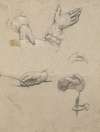 Study of hands, sketch for Signing of the Compact in the Cabin of the Mayflower