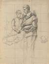 Two figures, sketch for Signing of the Compact in the Cabin of the Mayflower