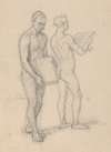 Nude studies for the figures of Jaśko of Tęczyn and the man standing behind him for the painting ‘Queen Jadwiga’s Oath’