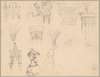 Sketches of Roman and Gothic architectural details and medieval armour