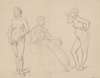 Study of the figure of Queen Bona and two nude studies of court ladies for the painting ‘The Upbringing of Sigismund Augustus’