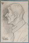 Popiersie starego wąsatego mężczyzny – karykatura