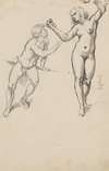 Adam i Ewa. Przerys z mozaiki według Rafaela Santi w zbiorach Muzeum Watykańskiego.