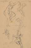 Sketches of four puttos and a nude woman