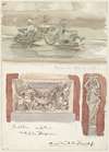 Drie schetsen van sculpturen in het Musée des Arts-Decoratifs te Parijs