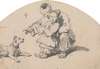 Chinese Father and Child with Dog