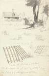 Studies of Farmhouses by a Gate, Ploughing and Harrows
